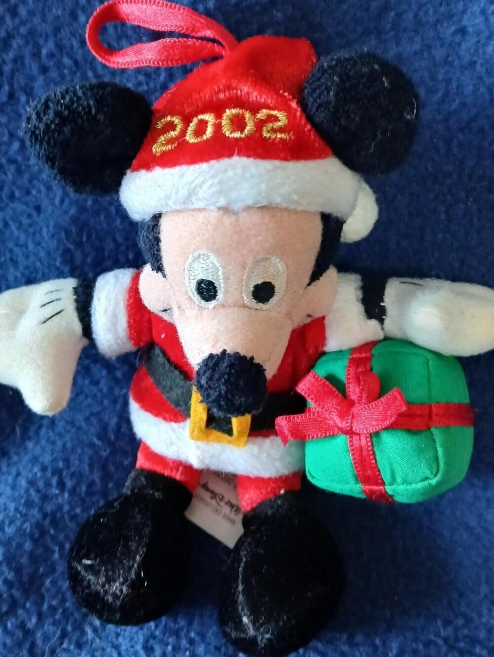 Disney Store Santa Mickey Mouse Plush Christmas Tree Ornament 5” Tall 2002